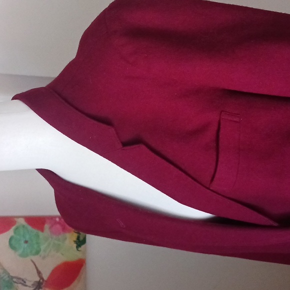 F.S.A. Collection blazer jacket notched collar v-neck long sleeve burgundy 12 - Picture 3 of 9